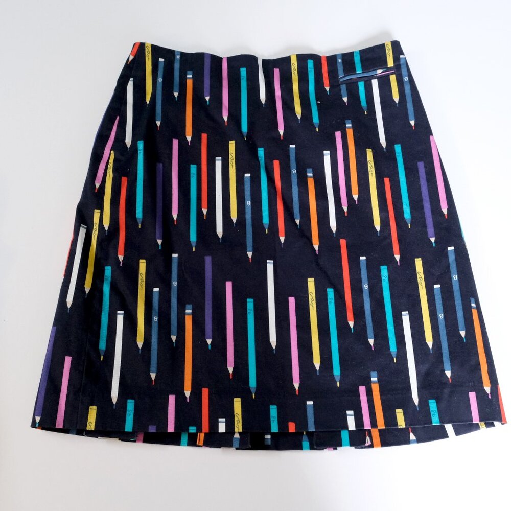 Anthropologie Elevenses Archival Collection Navy Pencil Print sz 2P 2 Petite EUC